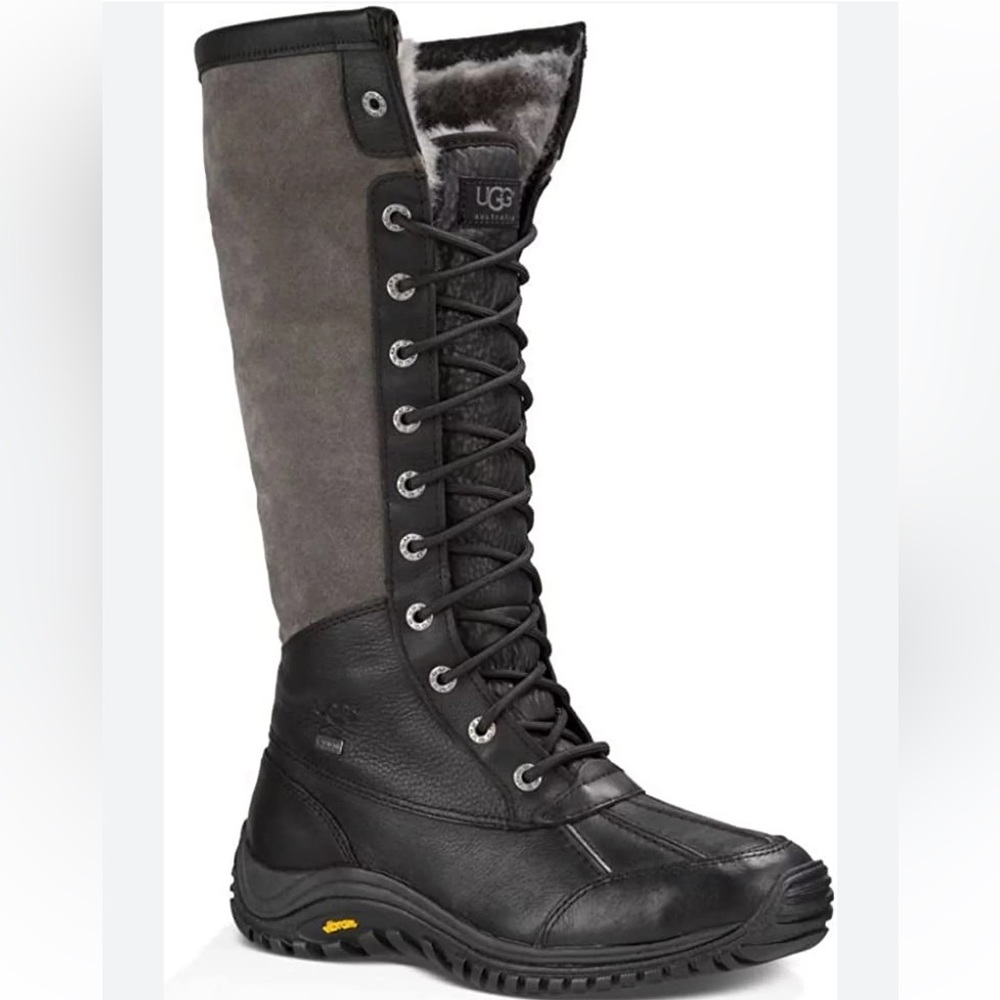 UGG Australia Adirondack Tall Waterproof Winter Boot Size 7 Grey Black Cozy Warm